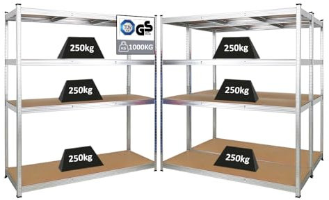 PROREGAL Mega Deal 3X Schwerlastregal Taurus XL mit TÜV/GS Zertifizierung 180x160x60cm mit Fachlast 250kg Verzinkt Kellerregal, Steckregal, Garagenregal, Lagerregal