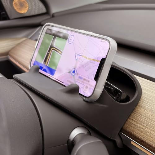SANTACIN Tesla Model Y/Model 3 Phone Holder Display Mount Rear Organizers, The Steering Wheel Sunglasses Storage Box, Car Dashboard Storage Tray