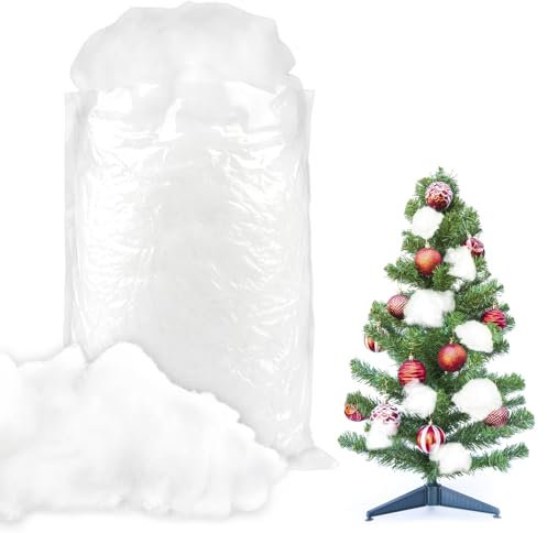 Watte Deko Weihnachten, 150g Weich Flauschig Schneewatte Deko, Hohe Elastizität Schneematte, Deko Watte Schnee, Kunstschnee Watte für Weihnachtsbaum, Winterdorf-Displays, Tischläufer, Feiertagsdeko