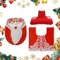 LUVDECO Set von 3 Weihnachten WC Cover Sets, Weihnachtstoilettenabdeckung WC Cover Weihnachtsdekoration, WC Sitzbezug und Teppich Set für Weihnachtsdekorationen Badezimmer