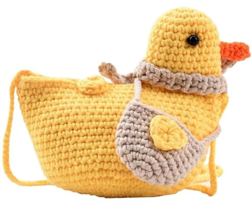 Muteitt Niedliche Enten-umhängetasche, Gestrickte Enten-umhängetasche, Messenger-Tasche, Mini-Handytasche, Tier-geldbörse, Tasche Für Kinder