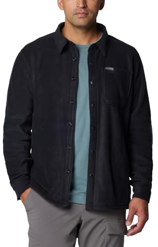 Columbia Mens Steens Mountain Solid Shirt Jacket, Black, Large