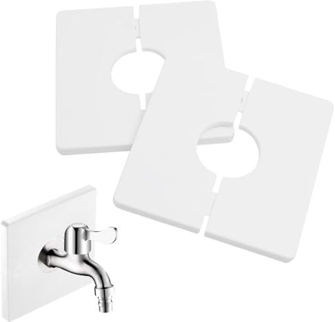 FENGCHUANG Cache Tuyau Radiateur PVC 2 Pièces, Cache-tuyauxCarrés Autocollants en Plastique ABS, Couvercle de Robinet pour Tuyau de Robinet de 27 mm de Diamètre (Blanc)