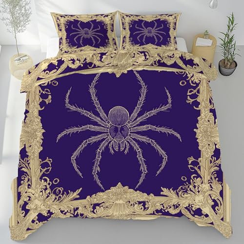 Tyafsgvqo Spinne Insekten Bettbezug 155x220 3 Teilig, Luxus Gotisch Spinne Wende Bettwäsche Weich Bügelfrei, Halloween Deko Bettwäsche Set Mikrofaser mit 2 Kissenbezug 80x80
