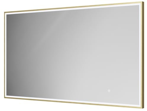 Wholesale Domestic Colore Madison Brushed Brass 1200mm x 700mm Illuminated Dimmable LED Mirror with Demister and Touch Sensor