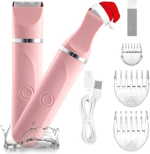 Afeitadora íntima para mujeres, afeitadora eléctrica para mujer, zona íntima, afeitadora íntima, recargable, resistente al agua para húmedo y seco, rosa