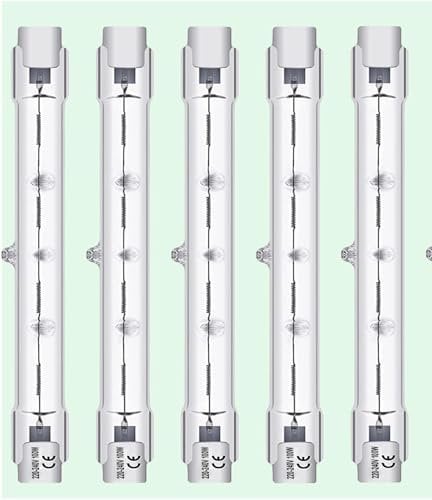 Vinaco R7S Bulb 78MM 100W, 5 Pack J78 Halogen Dimmable with 2800K Warm White, High Output 1600LM Halogen Lamp 230V 100W, Long Lifespan R7S 78MM Bulb for Security Light, Landscape Light