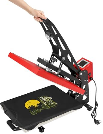 Hadwigger 40 x 50cm Wärmeübertragungsmaschine, Einstellbarer Druck,0-250℃,0-999 Sekunden,T-Shirt Transferpresse Heißpresse Maschine 2500W Flachbett-Heizpresse für Stoffe, Tassen, Telefonkoffer