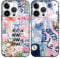 Phoona 2 Pack Cute Bow Case for iPhone 16 Pro Max 6.9, European Collage Preppy Summer Girly Design Pattern for Girls Women, Slim Soft Silicone Shockproof Bumper Protector Cover, Blue 01