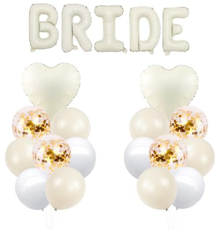 KOBOKO Bride to Be Deko Luftballons Beige, Jga Deko Frauen Ballons, Bride Ballon Hochzeit Deko, Bride Luftballon Hochzeitsdeko, Beige Ballons Bride Deko für Brautparty,Hochzeit,Bachelorette Party Deko