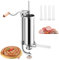 Macchina insaccatrice per salsicce commerciale da 3 litri, insaccatrice manuale verticale per carne con 4 tubi di riempimento, base di aspirazione e manovella manuale, macchina per salsicce in acciaio