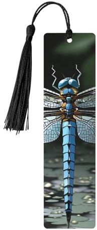 Dragonfly Wooden Bookmark for Book Lovers,DIY Wood Craft Bookmarks Wooden Hanging Tags with Colorful Tassels Wood Tag Labels Ornaments Unusual Gift for Men Women
