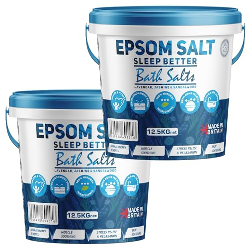 Scented Epsom Bath Salts 25kg - Sleep Better with Lavender, Jasmine & Sandalwood Essential Oils | 100% Natural Magnesium Sulphate | Infused Bath & Foot Soak for Sleep, Stress Relief & Muscle Recovery