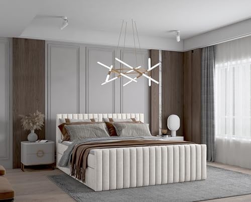 Imebel Boxspringbett 200x200 cm, Bett mit Matratze H3 und Stauraum, Polsterbett mit Bettkasten, Boxbett 200x200 Komplett, Doppelbett mit Bonell-Matratze, Bett für Schlafzimmer VIVO