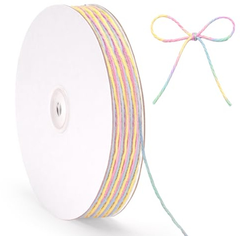 G2PLUS 2mm Juteschnur mit Farbverlauf für Basteln: Pastellfarben, 100m | 3-Lagig, Pastellfarbene Kordel, Jute Bastelschnur Dekokordel für DIY Kunstgewerbe Gartenarbeit