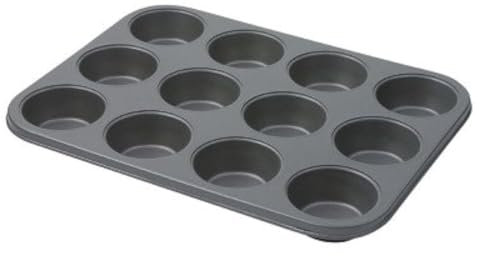 Dexam Non Stick 12 Cup Muffin pan Carbon Steel, Grey
