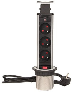 Orno regleta de Mesa Enchufe 3 x 250 V AC con Ranura para y Cable de 1,8 m regleta de Mesa Enchufe 3 x 250 V AC con Ranura para y 1,8 m de Cable a, 1 Pieza, Color Plateado, or de Ae de 1347