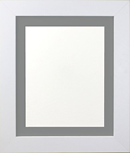 FRAMES BY POST 39mm White Picture Photo Frame with Dark Grey Mount A1 For Pic Size A2 (Plastic Glass)