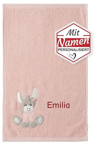 Sterntaler Kinder Handtuch mit Namen Bestickt, Mädchen Kinderhandtuch Emmi Girl Rosa