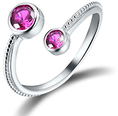 Esberry Geschenk zum Muttertag mit Geschenkverpackung, 18 K vergoldetes 925er Sterlingsilber, Geburtsmonat, verstellbare Ringe für Frauen und Mädchen