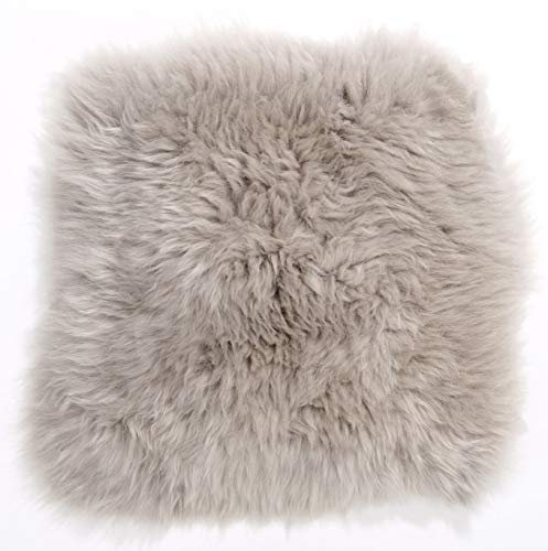 H.O.C.K. Fell-Sitzauflage Sitzkissen rund/eckig flauschig Indoor (eckig 35x35cm, platingrau/beige)
