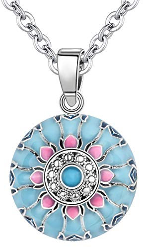 Collana Angeli Gravidanza, AEONSLOVE Collana Lunga Donna Fiore Vintage Con Ciondolo Chiama Angeli Bola Messicana Maternita per Mamma e Bambino Regalo Originale Bel Gioielli