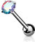 Tata Gisèle Piercing Langue Barbell en Acier Chirurgical 316L et Oxyde de Zirconium - Piercing Langue avec Zircon Rond Serti Quatre Griffes - (Argenté/Aurore Boréale)