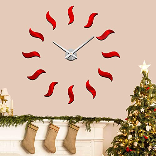 Vangold Moderne Mute DIY große Wanduhr 3D Rot Aufkleber Home Office Decor Geschenk