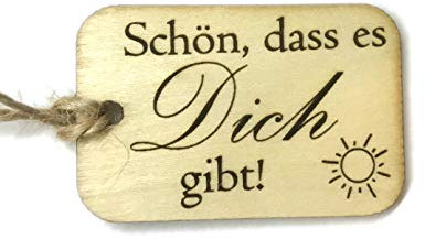 Geschenkanhänger Holz Etikett Lasergravur personalisiert individuell Bindfaden 52x42mm