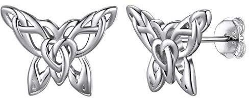 Celtic Butterfly Studs Earrings for Women 925 Sterling Silver Irish Jewelry Small Stud Hypoallergenic Earring