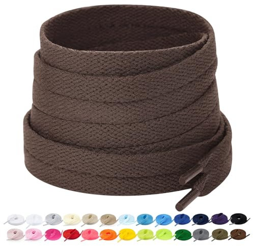 Stepace 2 Pares - Cordones Planos para Zapatos, 8mm de Ancho, Cordones Premium de Reemplazo para Zapatillas, Atletismo, Zapatos Casuales Marrón 120cm