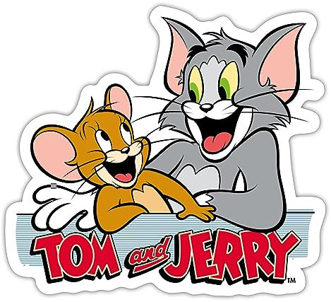 Spreadshirt Tom Und Jerry Fröhliche Freunde Sticker Aufkleber, 10 x 10 cm, Mattweiß