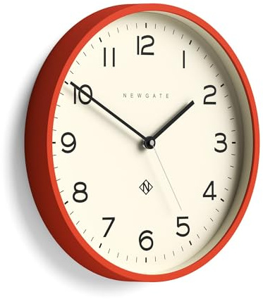 NEWGATE® Echo Number Three Clock wanduhr | Moderne runde Uhr | 37cm | Kürbisorange | Leicht ablesbare Zahlen | Ideal für Küche, Wohnzimmer oder Büro
