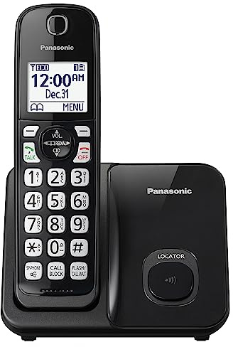 Panasonic Cordless Phone System, Expandable Home Phone with Call Blocking, Bilingual Caller ID and High-Contrast Display, 1 Handset - KX-TGD610B (Black)