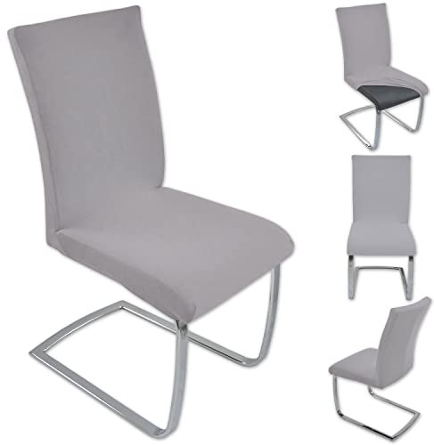 Nurtextil24 Stuhlhussen 6 er Pack Schwingstühle Stretch Stuhlbezug Dehnbar Stuhlüberzug Spannbezug elastisch Husse Überzug Grau