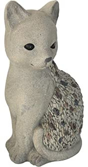 Kynast Garden Steinfigur Katze 36 cm sitzend Deko Gartenfigur Polystone Steinoptik