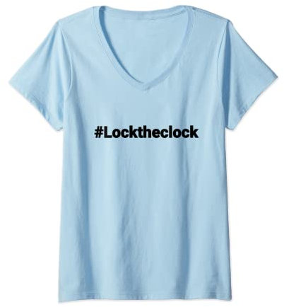 Damen Sperren Sie die Uhr, keine Sommerzeit mehr. T-Shirt mit V-Ausschnitt