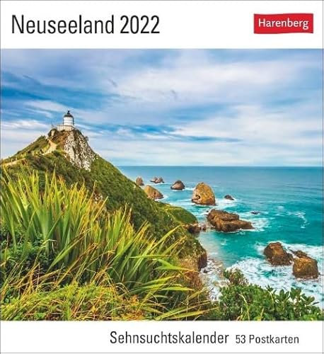 Sehnsuchtskalender Neuseeland - Kalender 2022 - Harenberg-Verlag - Postkartenkalender mit 53 heraustrennbaren Postkarten - 16 cm x 17,5 cm