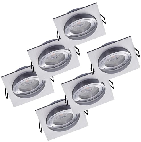 Oktaplex 6er Set Lyon Einbaustrahler LED Modul stufenlos dimmbar 5W | 3000K Warmweiß, 380lm, 230V, Lochmaß 80mm Aluminium Einbauleuchten