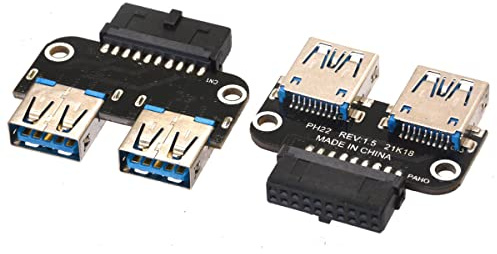 HTGuoji USB 3.0 Motherboard Adapter, USB 3.0 19Pin/20Pin Female Header to Dual USB 3.0 A Type Female Splitter Motherboard Converter for PC Motherboard Mainboard - 480Mbps