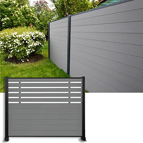 WPC Sichtschutzzaun Poolgeländer WPC-Platten Fechten & Metall Aluminiumpfosten, Sichtschutz-Teiler-Dekor-Zaun-Leitplanken-Wand Für Hausdach-Balkon-Pavillon, Patio Screens Latten- Und Abstandshalter-Se