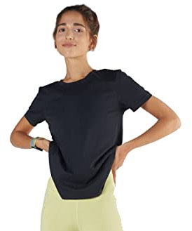 Damen Kurzarmshirt Bio-Baumwolle T-Shirt Tencel Modal T1100-(Schwarz, XS)