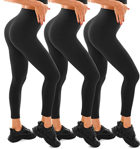 Walifrey Legging de sport pour femme, taille haute, noir, pour entraînement, gym, sport, L-XL