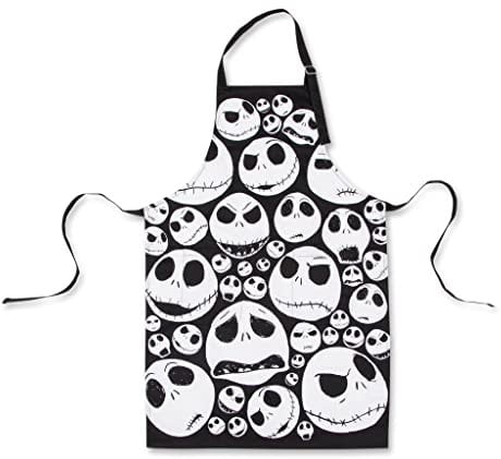 Ukonic Tablier de cuisine Disney L'Étrange Noël de Monsieur Jack Skellington Face pour cuisine, pâtisserie, barbecue, noir