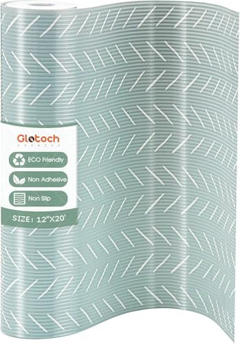 Glotoch Premium rutschfeste Regaleinlage, nicht klebende Schubladenauskleidung, wasserdichte Regaleinlagen für Küchenschränke, Schubladen, Kühlschrank, 30.5x50.8 m, Hellgrün Fischgrätenmuster