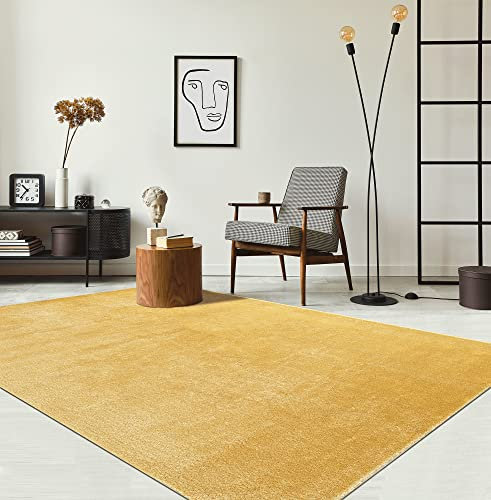 the carpet Relax Moderner Flauschiger Kurzflor Teppich, Anti-Rutsch Unterseite, Waschbar bis 30 Grad, Super Soft, Felloptik, Gold, 240 x 340 cm