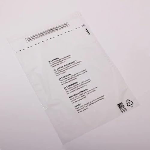 (100 Pack) CPP Garment Bags, Clear cellophane Plastic Recyclable self Seal Packaging Bags with Printed Warning, Clothing, t-Shirts, Gifts and More (100, 10 X 12 Inch)