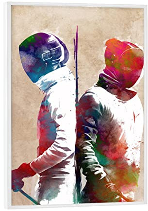 artboxONE Poster mit weißem Rahmen 18x13 cm Sport Fechtsportart A - Bild Sport Fechter Schwert