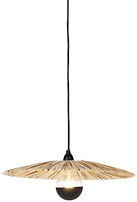Qazqa - Landhaus I Vintage Ländliche Hängelampe I Pendellampe I Pendelleuchte schwarz mit Seil 45 cm - Leia I Wohnzimmer I Schlafzimmer - Rund - LED geeignet E27