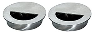 SEIWEI 2 Packs Stainless Steel Recessed Door Pull Handles 6 cm Circular Half Moon Pulls with Hidden Screws Flush Finger Sliding Cabinet Handle for Wardrobe, Drawer, Closet